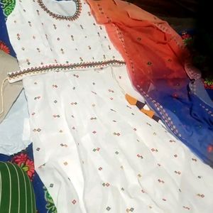 White Anarkali Frock 🎉