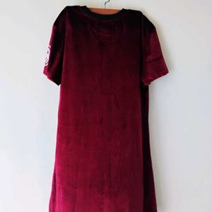 Wine Colour Party A-line Dress