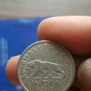 1946 Antique Half Rupee Coin