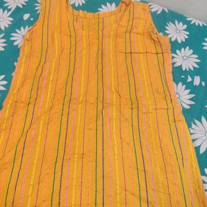 Yellow Line Printed Kurti