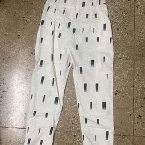 Women Black&White Ankle Pants With Pockets