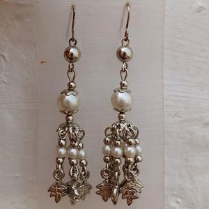 Beautiful Silver Pearl Dangling Earrings