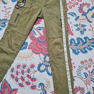 Olive Green embroidered Cargo pants