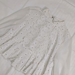 White Korean Top With Lace