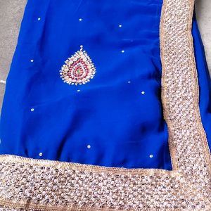 Blue Work Saree