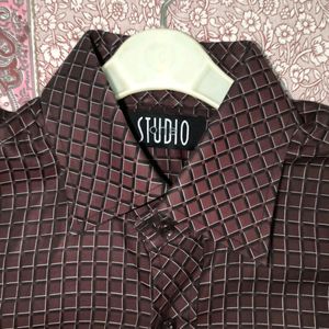 Dark Burgundy Checks Shirt