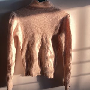 Tan Turtle Neck Wool Sweater