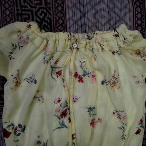 Yellow Floral Print Top