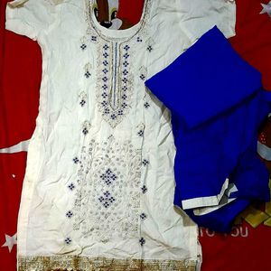 White And Blue Patiyala Suit