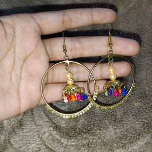 Golden Hoop Type Earings