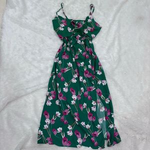Printerest Green Beach Cutout Dress