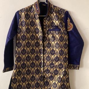 8-10 navy blue shervani set ( heavy jewelled)