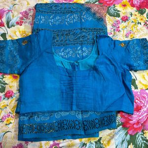 Pure Silk Kantha With Stitched Blouse