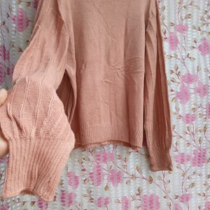 Korean Peach Women Ball Sweater With Embroidery 🌸