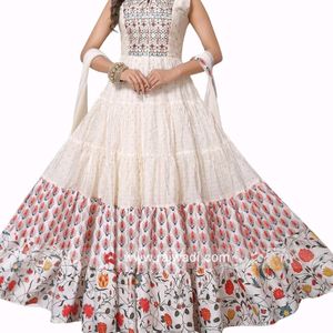 White Beautiful Ethnic Partywear Gown