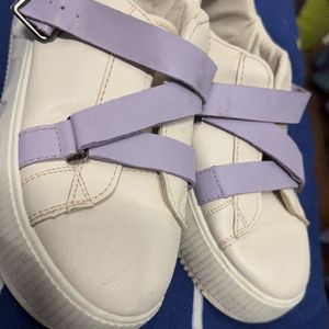 White Lavender Strap Trendy Shoes