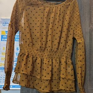 Ajio Cinched Polka Dot Top