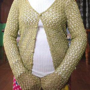 Beautiful Olive Green Sweater Style Top For Women