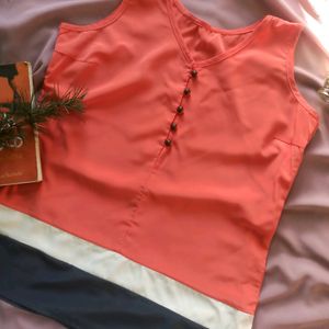 Coral Sleeveless Top 🍁