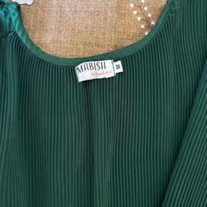 Mabish By Sonal Jain Green Satin Finish Cowl Dress