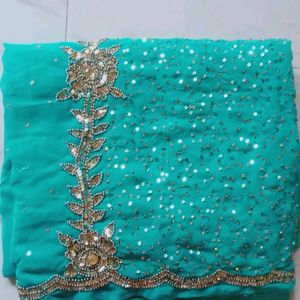 Beautiful Cyan Coloured Saree.💙