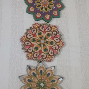 3 Wooden Rangoli Patch 4"