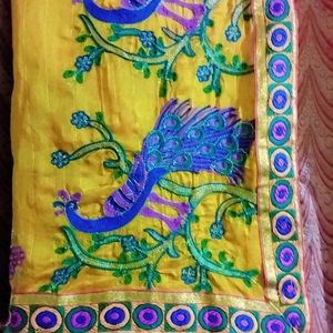 Beautiful Yellow And Pink Chanderi Silk Saree