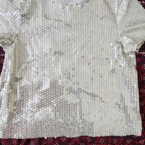 Sparkle N Shine silver embellished Zara Top