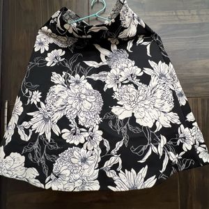 Black And White Floral Skirt