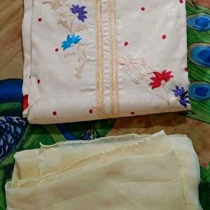 New Suit Material With Chiffon Dupatta