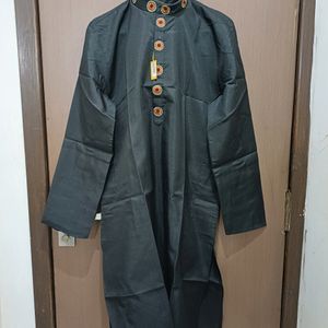 Silk Kurta Chudidar Set (Black)