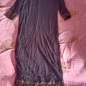 Black Straight Long Kurtha With Jacket