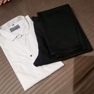 White Lining Shirt With Black Pant