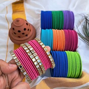 9 Set Of Combo Handcrafted Silk Bangle