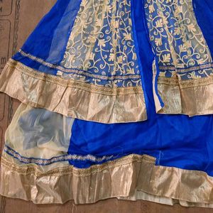 Beautiful Blue and Gold Embroidered Lehenga Choli