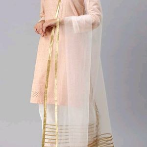 Flaher White Gotta  Patti Net Dupatta