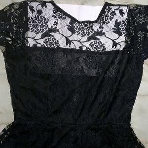 Black Lace Fit & Flare Dress, M