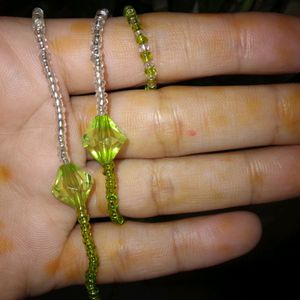 Korean Neon Green Necklace, Bracelet And Ring