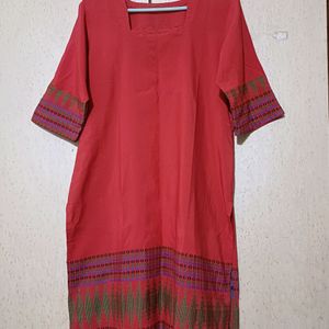 Red Cotton Silk Kurta