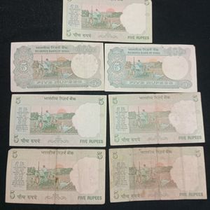 Old Indian Currency -5rs Notes (Set Of 7)