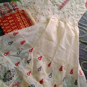 Chicken Work Kurti Lacha Set