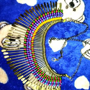 Goldern Malti Colour Necklace (Pahari)