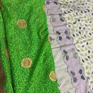 2 Shaded Saree Green