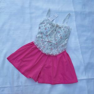 Corset Style Coquette Girly White Pink Elegant Top
