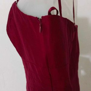 SEXY MAROON SILK DRESS