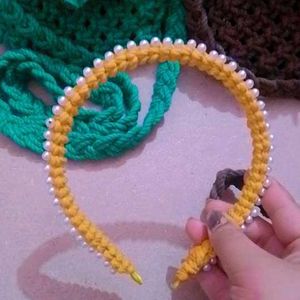 Macrame Hairband In Yellow Colour