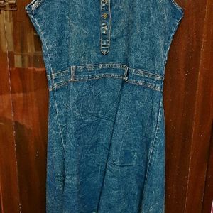 Jeans Knee Length Sleeveless Dress