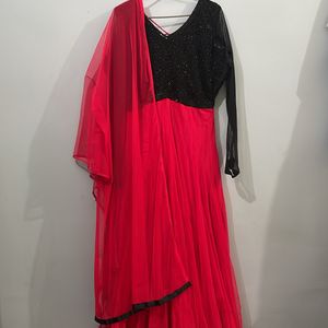 Anarkali Gown With Dupatta & Pyjama