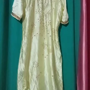 Yellow Satin kurti