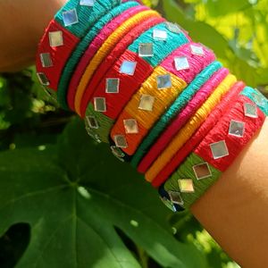 Handmade multicolour Bangles & Kada Set